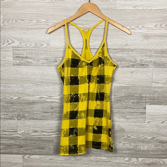 Vintage Y2K Forever21 Yellow|Black Checker Racer Back Tank - Picture 1 of 7